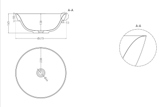 Полувстраиваемая раковина Salini Marea 03 S-Stone 1802203MRH 42см RAL снаружи